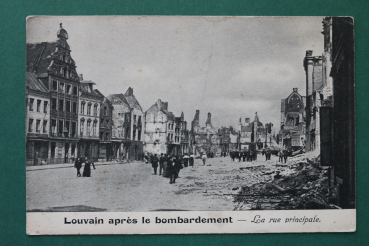 Postcard PC Louvain Leuven Löwen 1914-1918 destroyed houses Rue Principale Belgium Belgie